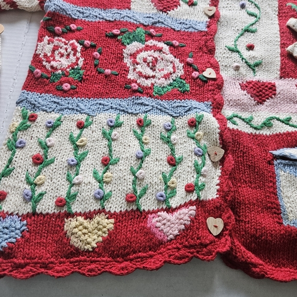 Vintage Eagle's Eye Red Valentine's Day Knit Ugly Sweater - Picture 8 of 16